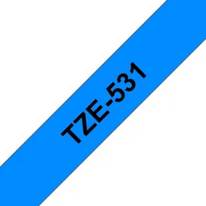 Brother TZe-531 Schriftband 12mm x 8m, schwarz auf blau, selbstklebend