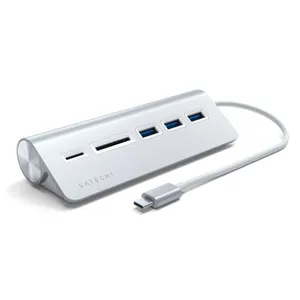 Satechi Type-C Aluminium USB Hub & Card Reader Silber