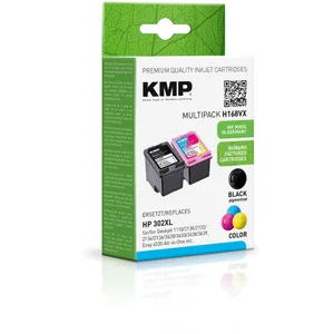 KMP Tintenpatronen Multipack Schwarz + Farbig ersetzt HP 302XL (F6U68AE F6U67AE)