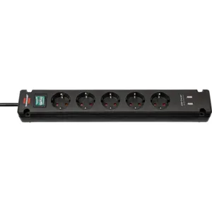 Brennenstuhl Bremounta Steckdosenleiste mit USB-Ladefunktion 5-fach 3m schwarz