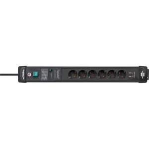 Brennenstuhl Premium-Line Steckdosenleiste 6-fach 3m mit 2 mal USB schwarz