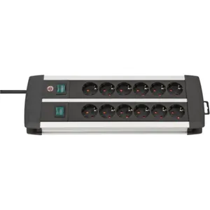 Brennenstuhl Premium-Alu-Line Steckdosenleiste 12-fach 3m silber/schwarz 