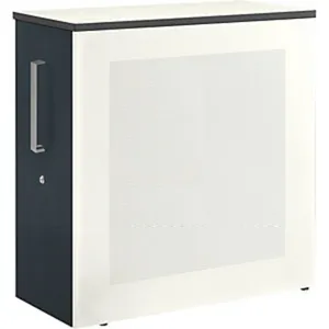 Hochauszugschrank, Thekenelement links stehend, H 1025mm, reinweiß/anthrazitgrau