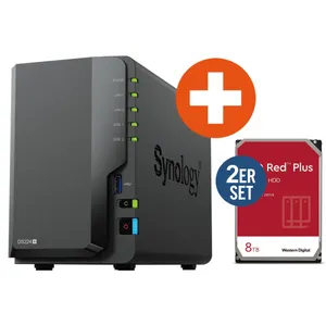 Synology Diskstation DS224+ NAS System 2-Bay inkl. 2x 8 TB WD Red Plus WD80EFPX