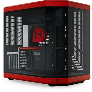 HYTE Y70 Zweikammer ATX Midi Tower Gaming Gehäuse Rot mit Glasfenster