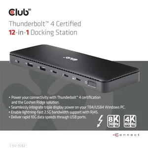 Club3D Thunderbolt™ 4 zertifizierte 12-in-1-Dockingstation