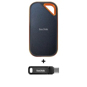 SanDisk Extreme Pro Portable SSD 2 TB V2 - USB-C 3.2 Gen2 IP65 wasserresistent + SanDisk Ultra Dual Drive Go 128 GB USB 3.1 Type-C / USB-A Stick