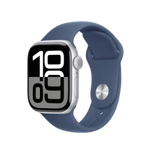Apple Watch Series 10 GPS 42mm Aluminium Silber Sportarmband Denim - M/L