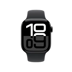 Apple Watch Series 10 LTE 42mm Diamantschwarz Aluminiumgehäuse mit schwarzem Sportarmband - S/M