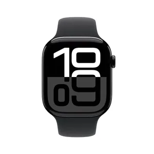 Apple Watch Series 10 LTE 46mm Diamantschwarz Aluminiumgehäuse mit schwarzem Sportarmband - M/L