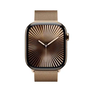 Apple Watch Series 10 LTE 46mm Gold Titangehäuse mit Gold Milanese Loop - M/L
