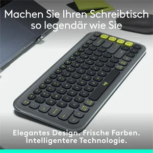 Logitech POP Icon Keys Grafit - Kabellose Multi-Device-Tastatur, Anpassbare Tasten mit der Logi Options+ App