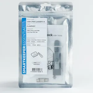 SMARTKEEPER ESSENTIAL / 4 x USB C-Port Blockers with 1 x Lock Key Mini / Grau