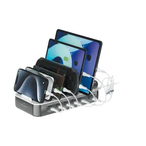 4smarts Ladestation „Team 5C/1A“ 100W inkl. 6 Kabel spacegrau