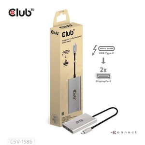 Club 3D Thunderbolt 3 auf dual DisplayPort (4K60Hz) Adapter/ Video Splitter silber