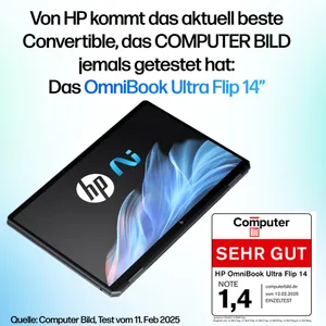 HP OmniBook Ultra Flip 14" 2,8k OLED Touch Core Ultra 7 258V 32GB/2TB SSD Windows 11 Home - 14-fh0079ng inkl. HDMI Adapter & Pen Copilot+PC