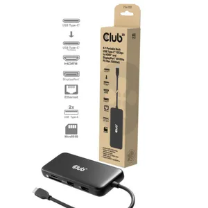 Club 3D 8-1 Tragbare USB Type-C® Dock 10 Gbit/s auf HDMI™ und DisplayPort™ 8K30Hz PD