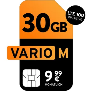 Vario M Tarif | Allnet-Flat mit 30GB Datenvolumen | mtl. nur 9,99€ | 40€ Bonus bei Rufnummermitnahme