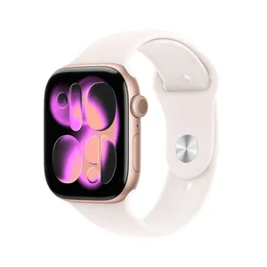 Apple Watch Series 11 GPS 46mm Rose Gold Aluminium Gehäuse mit Sport Band (light blush) - M/L