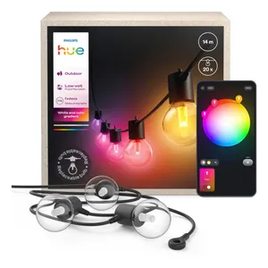 Philips Hue Festavia Globe Außenlichterkette, White and Color Ambiance, 14 m Länge, 20 Lampenkugeln, dimmbar, Steuerung per Hue App