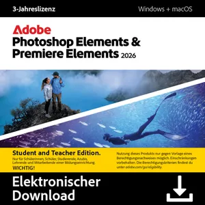 Adobe Photoshop & Premiere Elements 2026 | Lehrer & Studenten | Download-Code