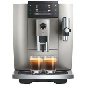 JURA E8 (ED) Kaffeevollautomat, 27 Spezialitäten, 3,5''-Farbdisplay, WiFi-fähig, Hot & Light Brew, Sweet Foam mit Sirup- & Schokoaufsatz, Energiesparmodus, Midnight Silver