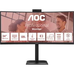 AOC CU34E4CW 34 Zoll UWQHD VA Panel 21:9 120 Hz Curved Monitor