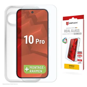 DISPLEX Real Glass + Case Google Pixel 10 Pro Schutzglas und transparente Hülle