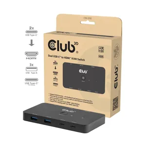 Club 3D CSV-2512 KVM Switch Dual USB type C zu HDMI 4K 60Hz schwarz