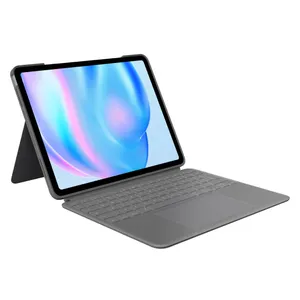 Logitech Combo Touch Tastatur-Case Grau für iPad Air 13 Zoll (M2/M3/M4), Hintergrundbeleuchtete Tastatur und präzises Trackpad