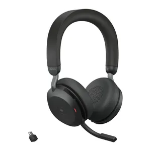Jabra Evolve2 75 MS Stereo-Headset Schwarz, kabellos, Bluetooth, Link 390c Adapter, USB-C, Microsoft Teams zertifiziert