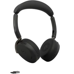 Jabra Evolve3 65 Flex MS Schwarz Kabelloses Bluetooth-Headset, USB-A Dongle und kabellosem Ladepad, ANC, faltbar, Microsoft Teams zertifiziert