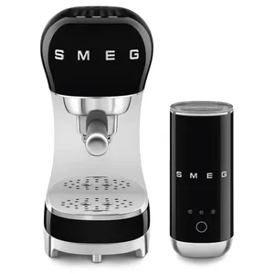 SMEG Kompakt-Bundle Siebträgermaschine 50s Style ECF00 + Milchaufschäumer MFF02 Schwarz