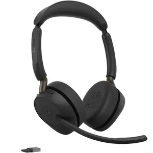 Jabra Evolve3 65 Stereo MS Schwarz Kabelloses Bluetooth-Headset, USB-A Dongle, ANC, Microsoft Teams zertifiziert