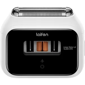Laifen P3 Elektrorasierer mit 3-Klingen-System & Dual-Linearmotor – IPX7 Nass- & Trockenrasierer, USB-C, Reisetasche, weiß