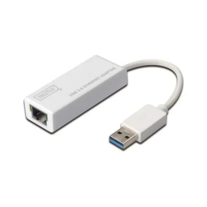 DIGITUS USB 3.0 Gigabit Ethernet Adapter Typ-A zu RJ45 St./Bu. weiß