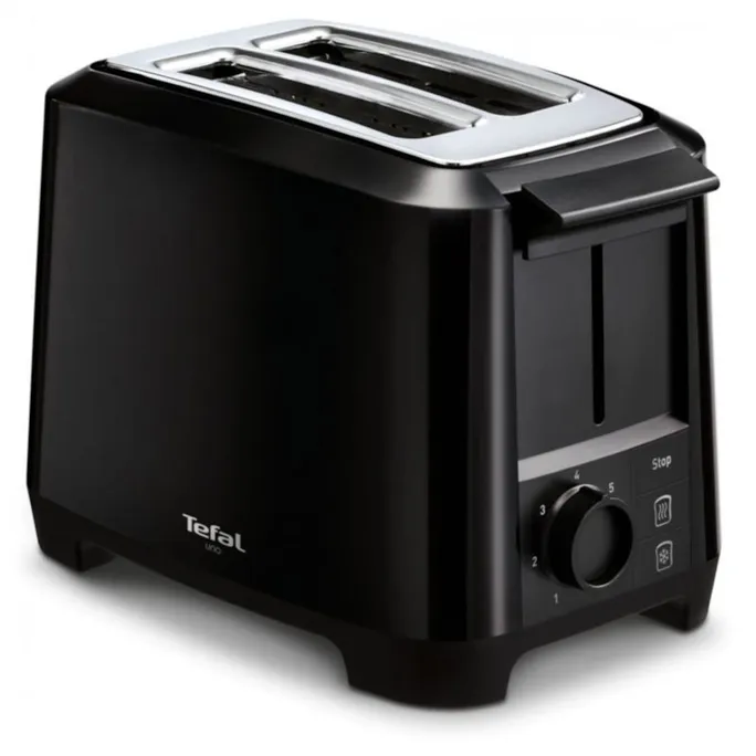 Tefal TT1408 Toaster Uno 2S 800W Schwarz mit Brötchenaufsatz