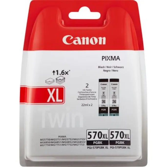 Canon 0318C007 PGI-570XL PGBK pigmentiertes schwarz Tintenpatrone Doppelpack