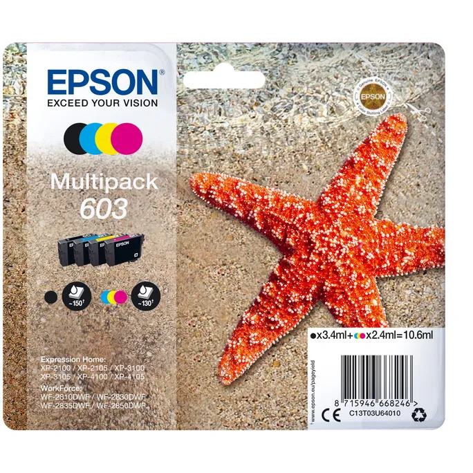 Epson 603 / C13T03U64010 Druckerpatronen Multipack (BK, C, M, Y)