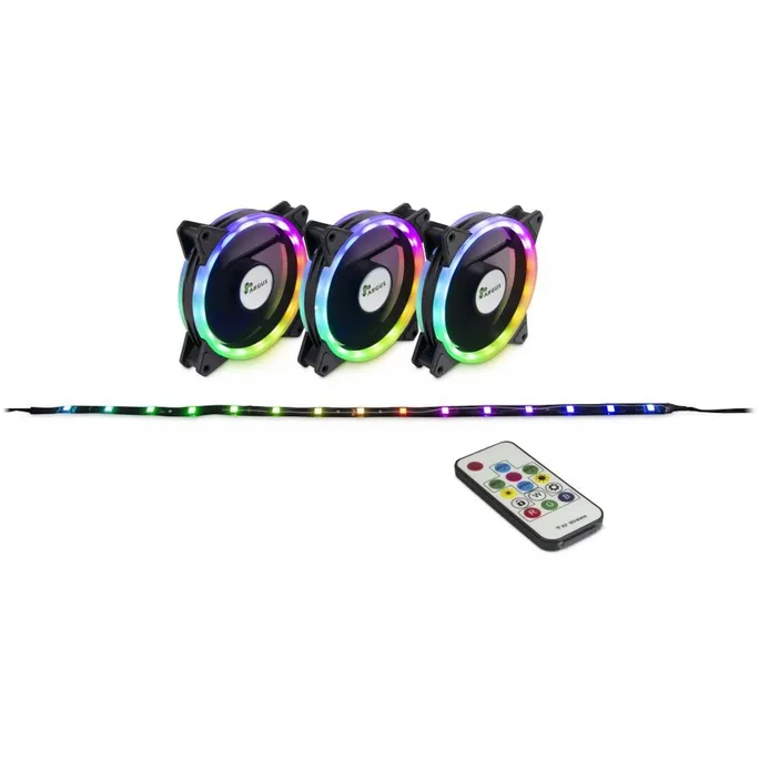 xInter-Tech Argus RGB-Fan Set RS04 mit Fernbedienung, 3x 120mm Lüfter, RGB Leiste