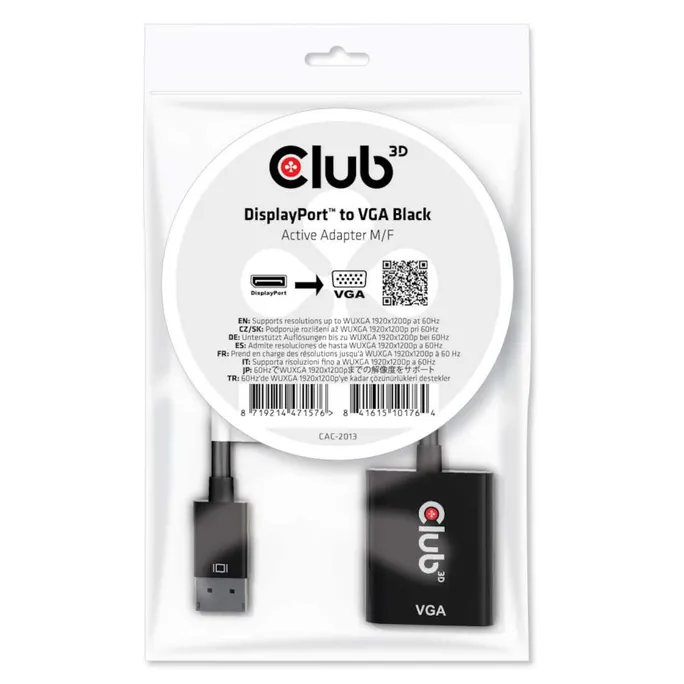 Club 3D DisplayPort™ auf VGA Schwarz Aktiver Adapter St./B schwarz