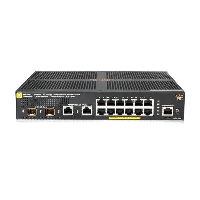 HPE Aruba Networking 2930F 12G PoE+ 2G/2SFP+ Switch