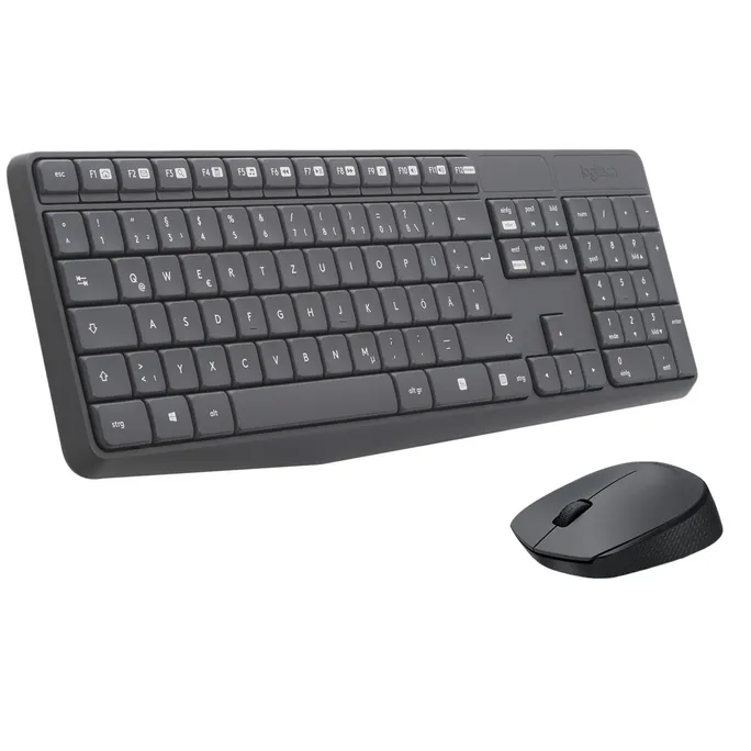Logitech MK235 Combo Grau, Kabellose Maus-Tastaturkombination, Bluetooth, 2,4-GHz-Technologie