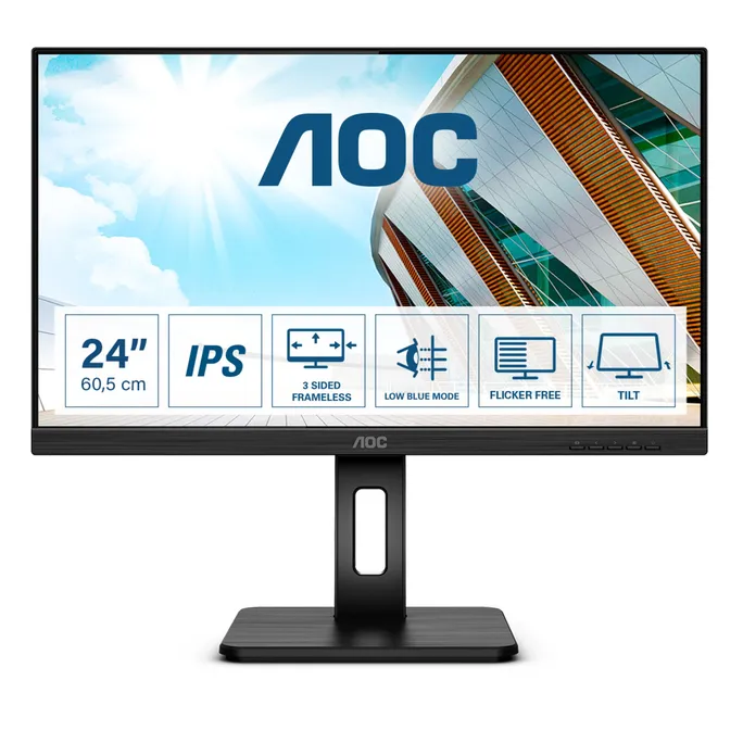 AOC 24P2Q 60,45cm (23,8") FHD IPS Office Monitor 16:9 VGA/DVI/HDMI/DP 75Hz Sync