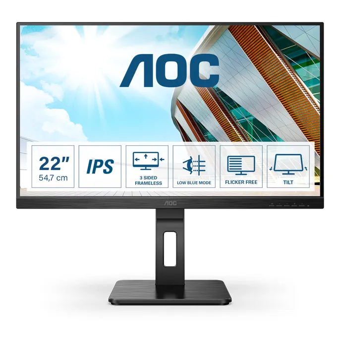 AOC 22P2Q 54,7cm (21,5") Full HD 16:9 Office Monitor VGA/DVI/HDMI/DP Pivot HV