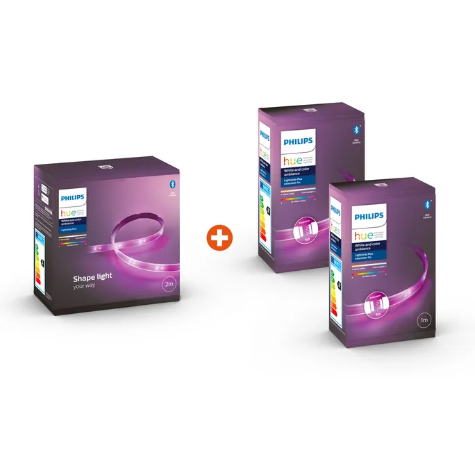 Philips Hue Lightstrip Plus V4 2m Basis + 2x1m Erweiterung White & Col. Amb. BT