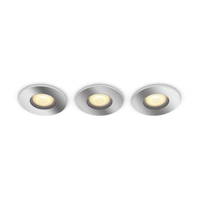Philips Hue White Amb. Adore Deckenspots rund 3 flg. silber inkl. Dimmschalter