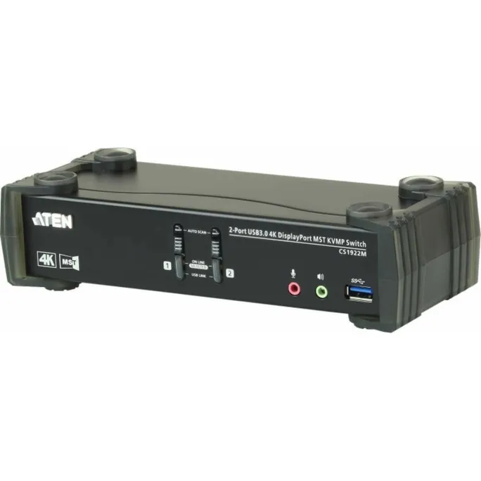 Aten CS1922M 2-Port USB 4K Display-Port Kabel KVM MST Switch + USB 3.0 Periph.