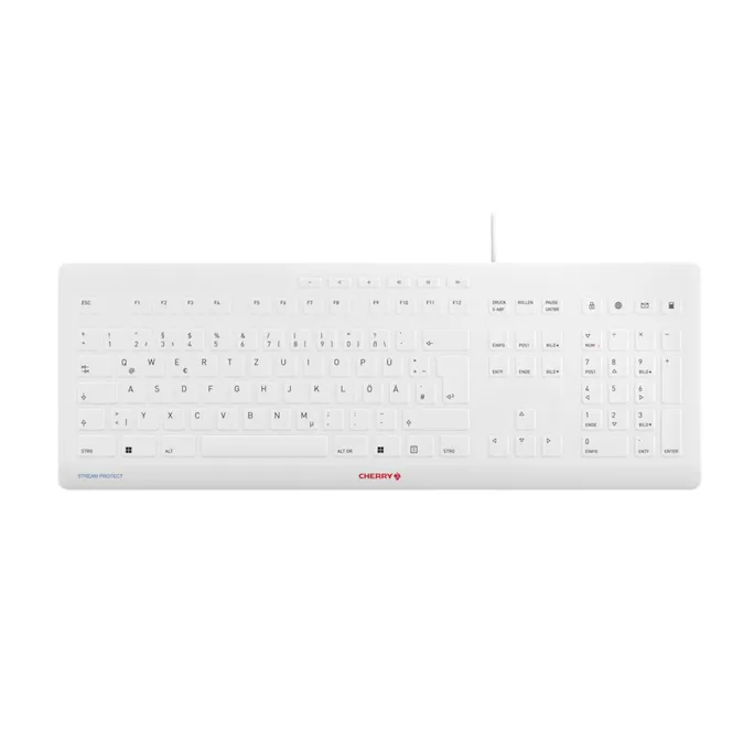 Cherry STREAM PROTECT Tastatur kabelgebunden, Weiß