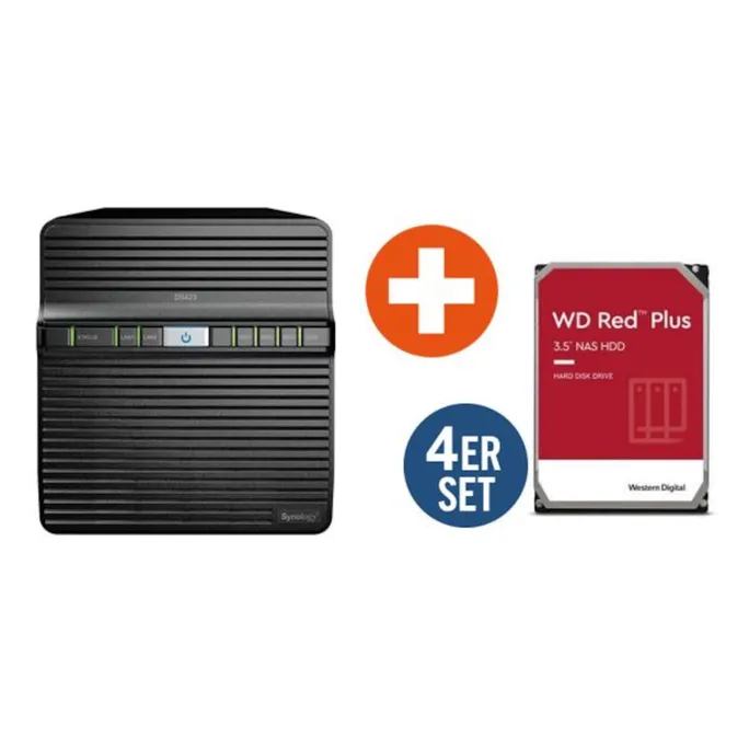Synology DS423+ NAS Desktop 4 Alloggiamenti Con 16 TB (4x4TB Western Digital Red Plus) - Archiviazione Centralizzata E Backup